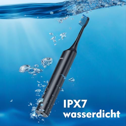 Elektrische Zahnbürste, 5 Modi Elektrische Schallzahnbürste, 2 Minuten Timer,USB-Ladung für 60 Tage, IPX7 Wasserdicht mit Reise-Etui 4 Aufsteckbürsten