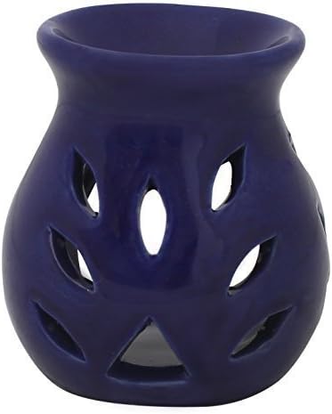 CraftnGifts Ceramic Essential Oil Diffuser - Handmade Blue Oil Warmer/Burner - Decorative Modern Indoor Housewarming Gifts-Aromatherapy Tealight Holder with in-Build Receptacle Bowl - Home Decor