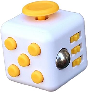 Stress Cube by POPPERS - Fidget Toy to Focus and Relieve Stress for Children & Adults Anxiety Attention Toy (White & Yellow) Wireless Phone Accessory
