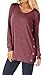 Womens Cotton Casual Long Sleeve Tunic Tops with Buttons Solid Color Faux Suede Round Neck Blouses Red XL