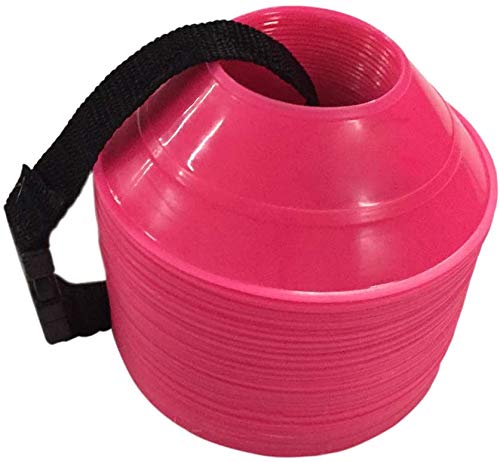 Kosma Set of 50 Mini Multi Sports Space Marker Cones | Football Markers Cone Set with Carry Strap | Multi-function Agility Cones : Colour-Pink