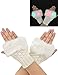 Luwint LED Glow Blink Fur Fingerless Knit Gloves - Funny Light Up Mitten for Party Christmas Halloween Costume
