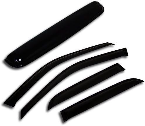 Window Visor & Sunroof 5 Pcs Set Combo | 2.0mm Outside Mount Car Rain Guard Side Deflectors | Dark Smoke Moonroof Rain Shields Compatible with 2003-2009 Mercedes E320 E350 E500