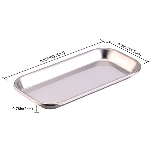ICYANG Small Stainless Steel Square Medical Surgical Instrument Tray Oral Dental Dish Lab Instrument Toolsï¼ˆ8.85 x 4.52 x 0.78inchï¼‰