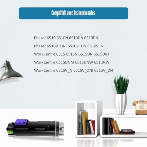 Compatible Cartouche de Toner pour Xerox Phaser 6510 6510DN 6510DNI 6510DNM 6510N WorkCentre 6515 6515DN 6515DNI 6515DNM 6515N Imprimante 5500 Pages pour BK 4300 Pages pour C M Y (BK/C/M/Y)