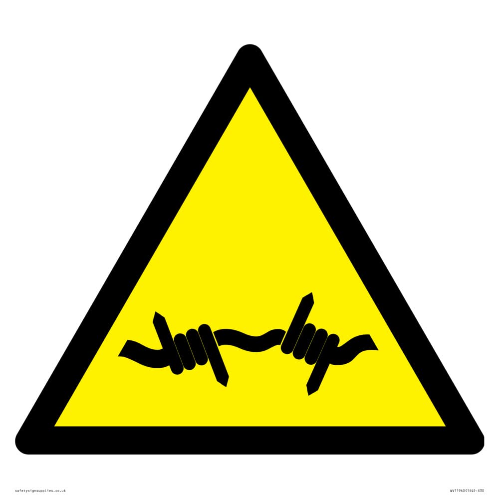 W033 Warning: Barbed wire Sign - 300x300mm - S30