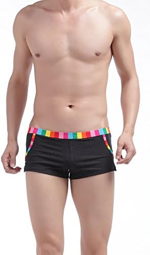 Missurous Men's Comfortable Cotton Boxer Trunks Seperated Pouch Inside (M, black)