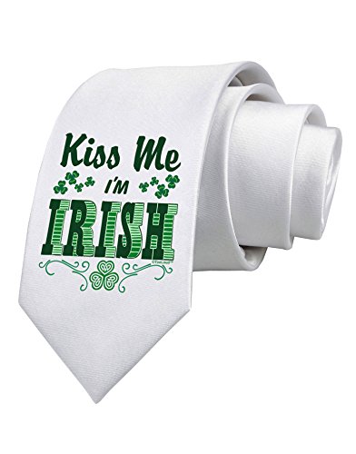TooLoud Kiss Me I'm Irish St Patricks Day Printed White Neck Tie
