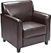 Flash Furniture Hercules Diplomat Series LeatherSoft Upholstered Side Reception Chair, Lobby Chair with Cushions and Flared Arms, Brown