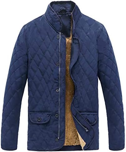 MADHERO Men Quilted Coat Winter Diamond Fleece Jacket Outerwear