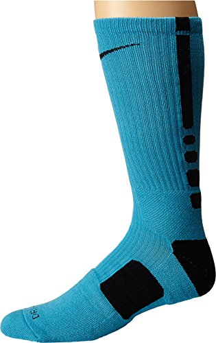 Nike Elite Basketball Crew Socks, Omega Blue (418) / Black/Omega Blue,  	LG (Men's Shoe 8-12, Women's Shoe 10-13)