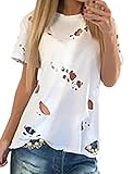 Pxmoda Women Summer Sexy Hole Baggy Destroyed T Shirt Dresses
