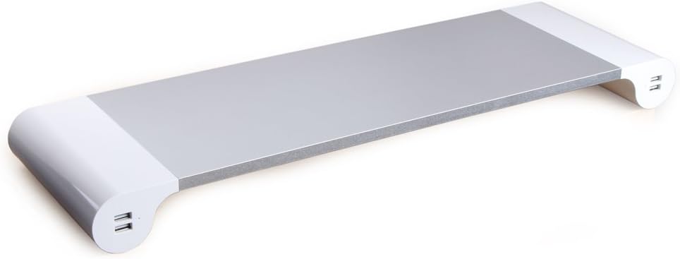 SDEN Space Bar Aluminum Monitor Stand Laptop Stand with 4 USB Ports with Keyboard Storage[21.6×6.6×2Inches]