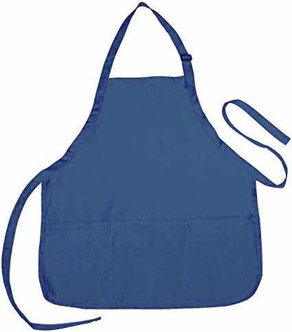 Apron Commercial Restaurant Home Bib Spun Poly Cotton Kitchen Aprons (3 Pockets) - Fit, Durable Waitress, Waiter - Black, Green, Royal, Navy, Green, Red, White, 22" x 24" (100, Navy)