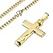 CIUNOFOR Gold Tone Cross Necklace for Men Boys Prayer Stainless Steel Pendant Necklace 24 and 30 Inches