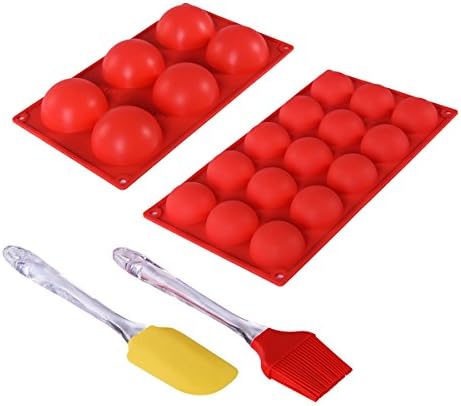 Core Aim Silicone Soap Mold 6-cavity with 15-cavity Semi Sphere Cake Mold Chocolate Trays