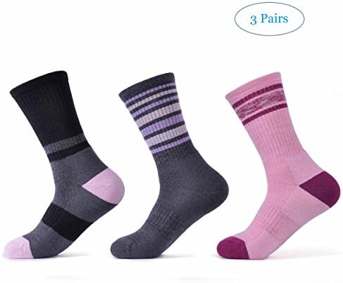 SOLAX 72% Merino Wool Women's Hiking Socks Mens Outdoor Trail Crew Socks 3 Pack