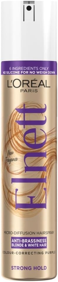 L'Oréal Paris Elnett Hairspray Anti-Brassiness 72H Hold Blonde White Hair 200ml