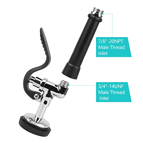 Pre Rinse Spray Valve with Handle Grip Assembly for Commercial Kitchen Faucet COOLWEST High Pressured Commercial Sink Sprayer Nozzle Head Replacement Part Chrome Polished(Black)
