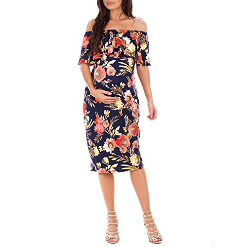 Women's Off Shoulder Ruffle Maternity Dress Made in USA Pricepulse