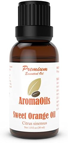 Sweet Orange Essential Oil by AromaOils - 1 oz (30 ml) - Best Used Now for a Fresh Citrus Scent in Aromatherapy as a Mood Enhancer, Natural Additive to DIY Home Cleaning Solutions, Homemade Candles