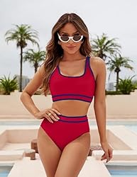 BMJL Womens Tummy Control Swimsuit High Waisted Two