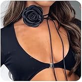Wiwpar Vintage Black Flower Choker Necklace - Big Rose & Camellia Flower Velvet Choker for Women - Goth Style, Halloween Costume Jewelry