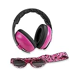 Baby Banz Earmuffs and Infant Hearing Protection and Sunglasses Combo 0-2 Years, Magenta