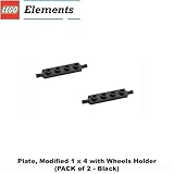 Lego Parts: Plate, Modified 1 x 4 with Wheels Holder (PACK of 2 - Black)