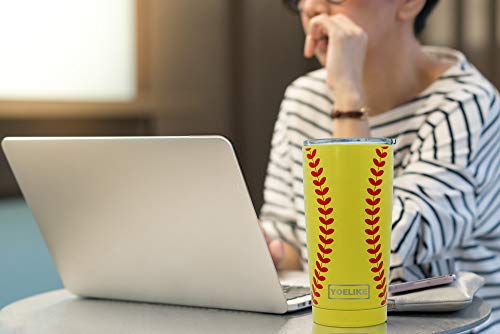 Yoelike Softball Tumbler 20oz Stainless Steel Double Wall Vacuum Insulated Cup with Straws, Splash Proof Lids, Mug Clean Brush, Tips for Fan Coaches Mom Men Sports Travel, Keep Drinks Cold and Hot