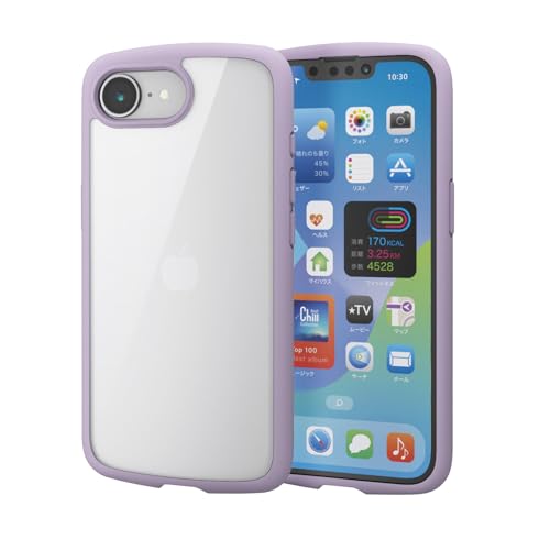 エレコム iPhone 16e ケース 背面クリア 透明 耐衝撃 衝撃吸収 軽量 薄型 ワイヤレス充電対応 MagSafe メタルリング シール付 ストラップホール/ショルダーストラップシート付 ラベンダー PM-A25STSLFCPU