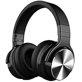 COWIN E7 PRO [2018 Upgraded] Active Noise Cancelling Headphones Bluetooth Headphones with Microphone Wireless Headphones Over Ear - Black (Renewed)