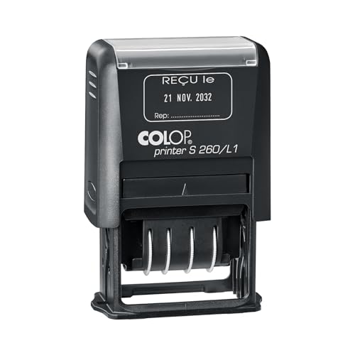 COLOP Date Stamp Printer S 260/L1 with Text RECU le, Language: French (D01), Print Colour: Blue/Red