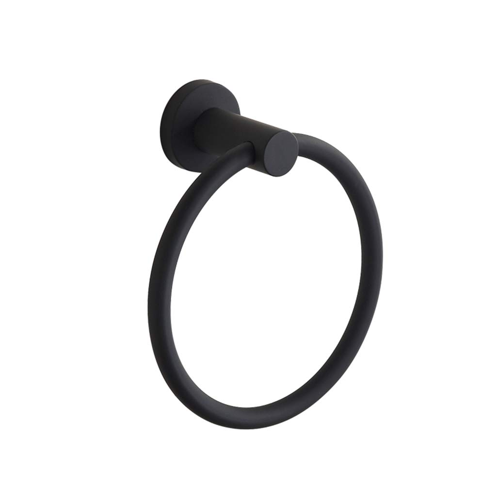 BGL Black Towel Ring Wall Mounted, Stainless Steel 304 Rubber Round Towel Holder for Bathroom