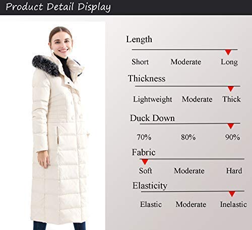 Obosoyo Women's Hooded Thickened Long Down Jacket Maxi Down Parka Puffer Coat White M