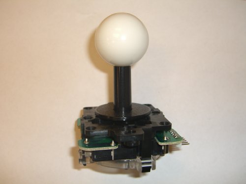 Sanwa JLF-TP-8YT-SK OEM White Ball Handle Arcade Joystick 4 & 8 Way Adjustable (Mad Catz SF4 Tournament Joystick Compatible)