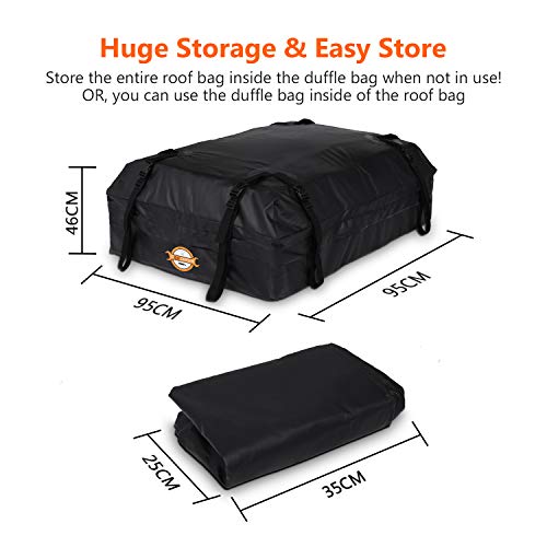 Adakiit Car Roof Cargo Carriers,Water Resistant Soft Rooftop Travel Cargo Bag Box Storage Luggage,Best for Road Traveling, Universal Roof Bag for Cars, Vans, SUVs(15 Cubic Feet) - Thumbnail 4