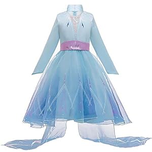 IDOPIP Meisjes Elsa Frozen 2 Kostuum Prinses Fancy Dress Sneeuw Koningin Party Cosplay Halloween Jurk + Broek + Jas…
