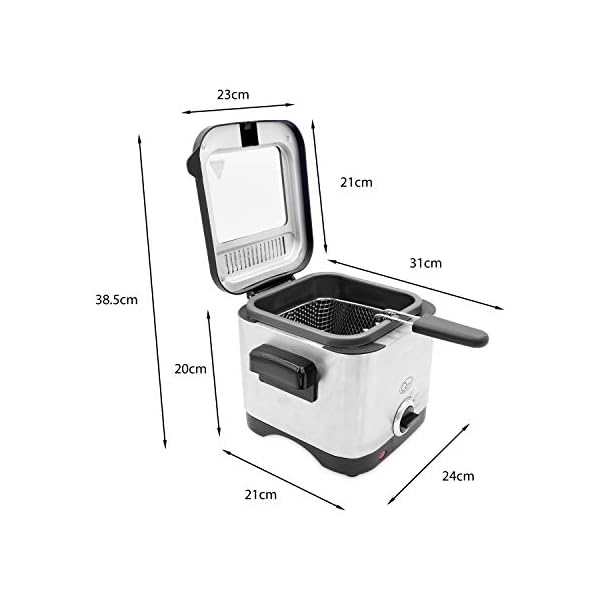 Quest-34250-Brushed-Square-Deep-Fat-Fryer-Compact-Non-Stick-Coating-Stainless-Steel-15-Litre-900W Quest 34250 1.5 Litre Stainless Steel Deep Fat Fryer / 130-190°C Adjustable Temperature / Lid Cover & Viewing Window…