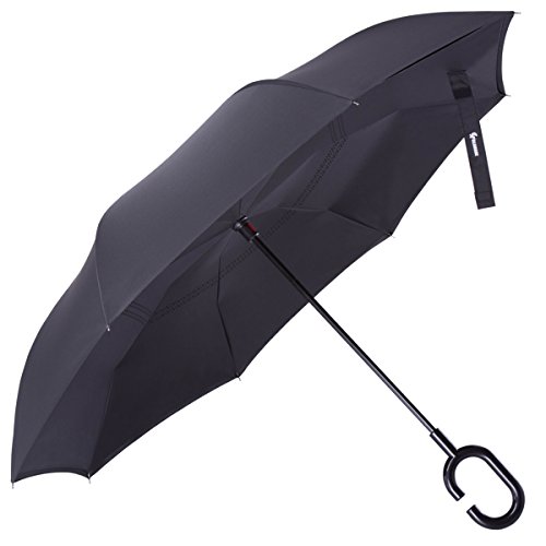 Glamore Creative Cars Reverse Umbrella Double Layer Hands Free Inverted Umbrella Straight Waterproof Inside Out Travel Umbrella for Car
