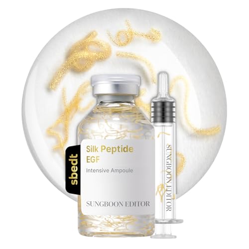 SUNGBOON EDITOR Glow Intensive Silk Peptide EGF Ampoule, Copper Peptides Serum for Face with Collagen & Multi Peptides, Hydrating Korean Skincare Facial Serum for Smooth-Looking Skin, 1.35 fl oz
