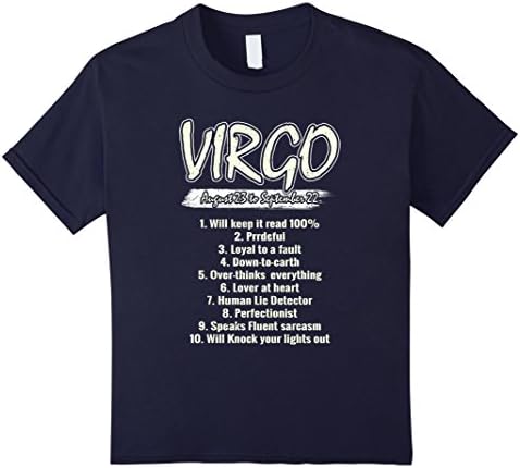 Kids Virgo August 23 To September 22 T-Shirt 12 Navy