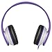 Sentey Flow LS-4223 Foldable Headphone with Detachable 3.5mm Audio Cable and in-line Microphone, White/Purple