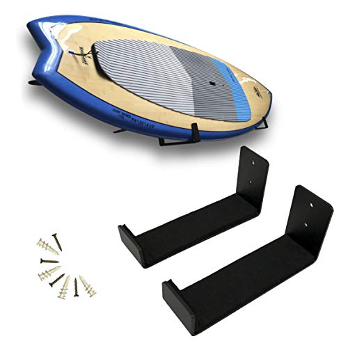 EasyGo SUP Wall Rack – Paddleboard & Longboard Storage Display Rack – Surf Board Rack - Minimalist Style - Black with Protective Felt Coating