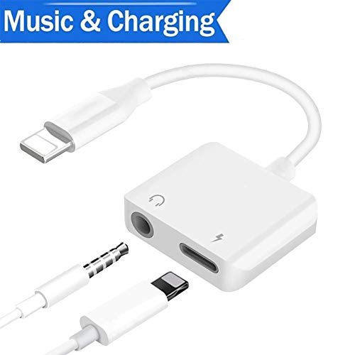 Lightning to 3.5mm Aux Headphone Jack Audio Adapter for iPhone 7/7Plus iPhone 8/8Plus iPhone X/10.2 in 1 Lightning Adapter Dongle for iPhone 7 Support All iOS Version White