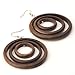 81stgeneration Large Round Wood Handmade Earrings with 925 Sterling Silver Hooks - Brown Earrings for Women - Circle Dangle Earrings - Wooden Discs Hoop Earrings - Boho Statement Jewellery