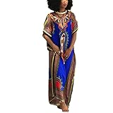 Women Dress,Haoricu Fall Women Fashion African Print Dress Casual Straight Print Dress (XL, Blue)