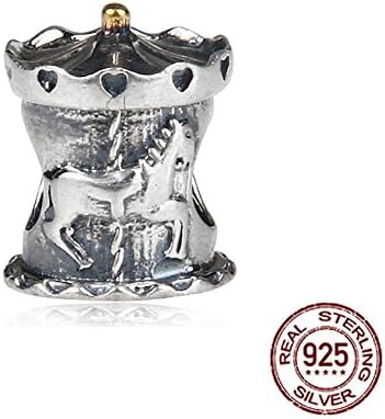 Fit DIY Charms Carousel Playground Charm Solid 925 Sterling Silver Beads