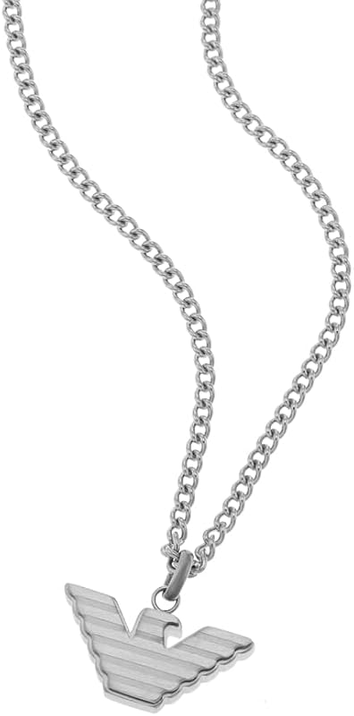 Collana da uomo in acciaio inossidabile con chiusura a moschettone, Argento chiaro