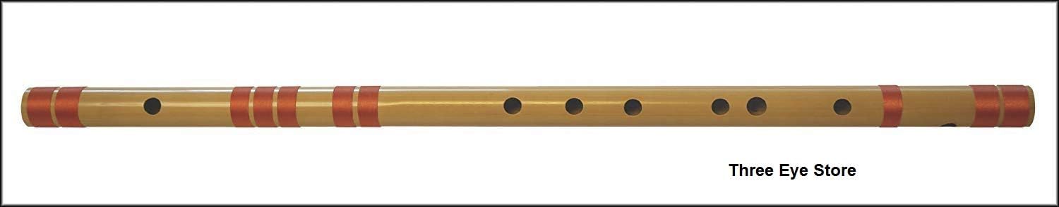 Three Eye Store Bansuri, Scale F Sharp Bass 26.5 Inches, Includes Nylon Pipe Bag, Hindustani Bansuri, Concert Quality, Accurately Tuned, Bamboo Flute Indian